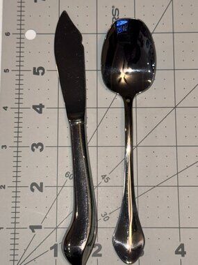 2pc Oneida Capello Stainless Glossy EXCEPTIONAL Serving Set Spoon & Butter Knife
